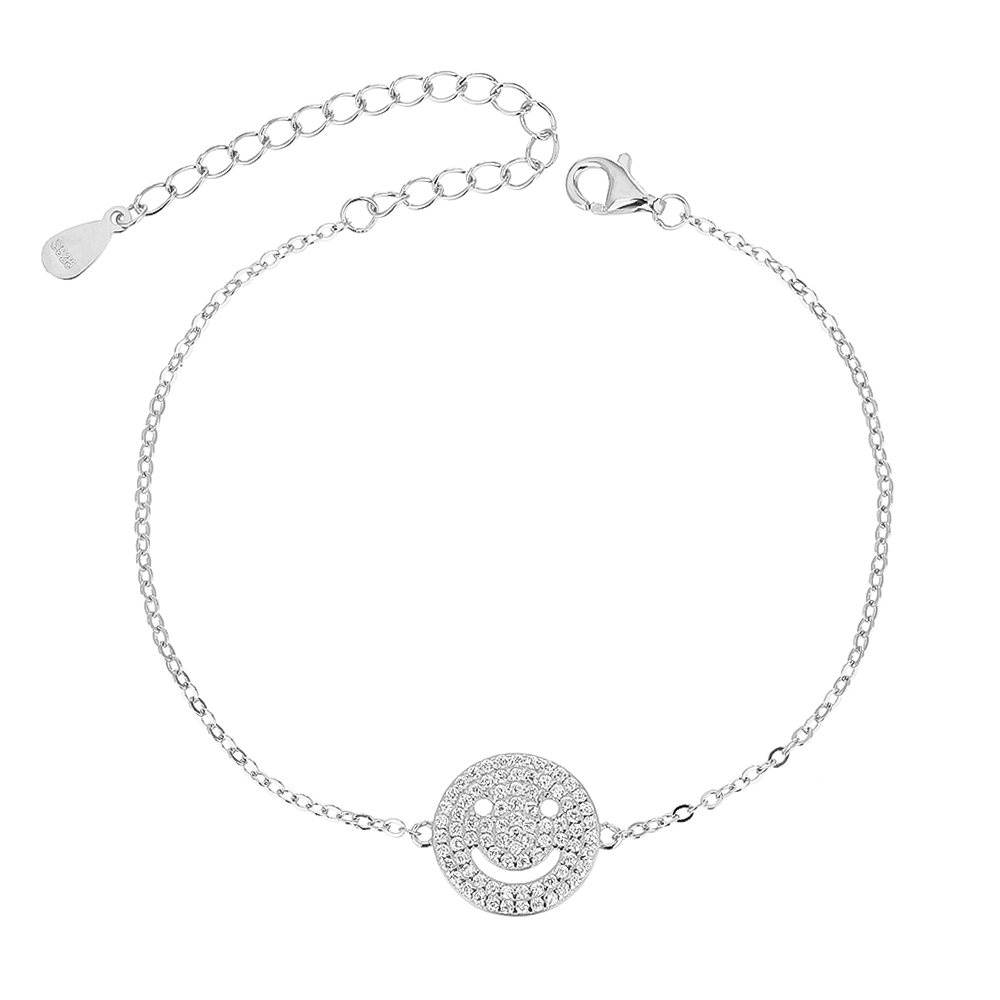 צמיד סמיילי משובץ כסף