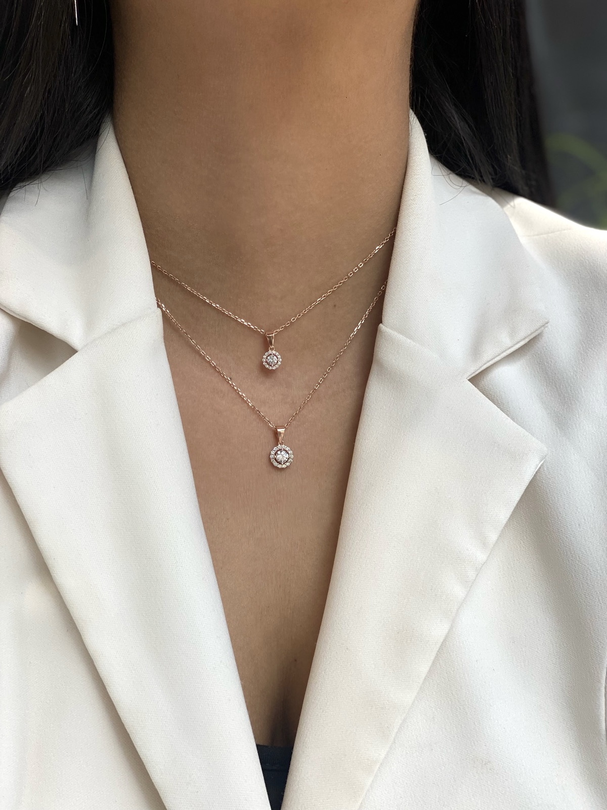 שרשרת תליון עגול משובץ – תמונה 2